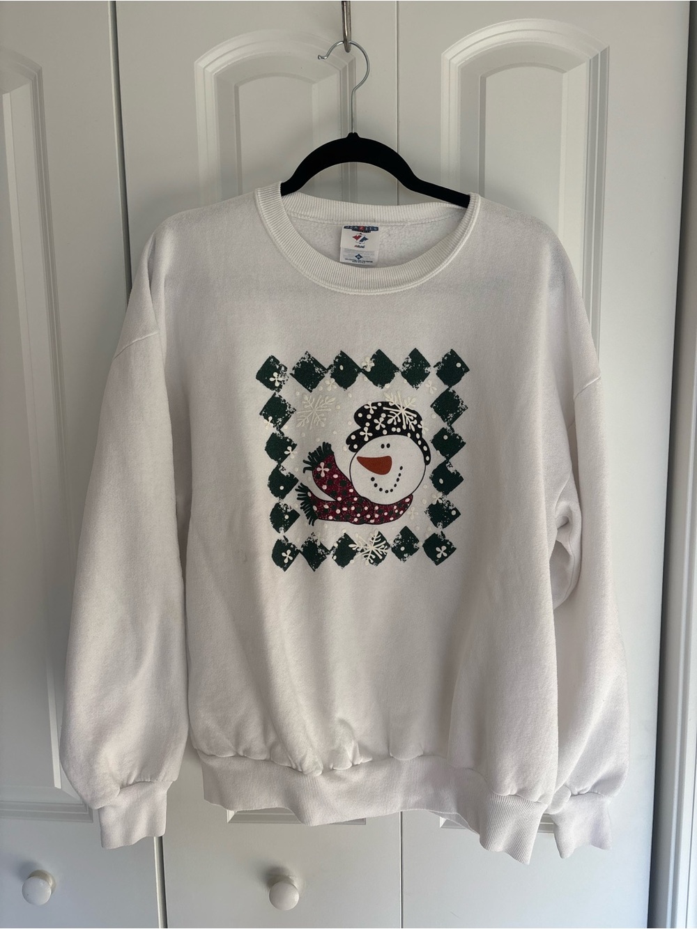 Vintage Jerzees Christmas Snowman Sweatshirt XL Made in USA